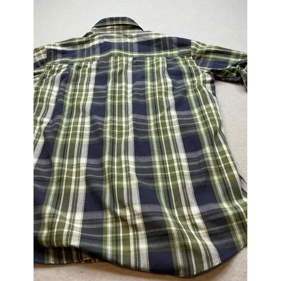 Beverly Hills Polo Club Plaid Button Down Shirt XL Green Navy Long Sleeve - Picture 5 of 11